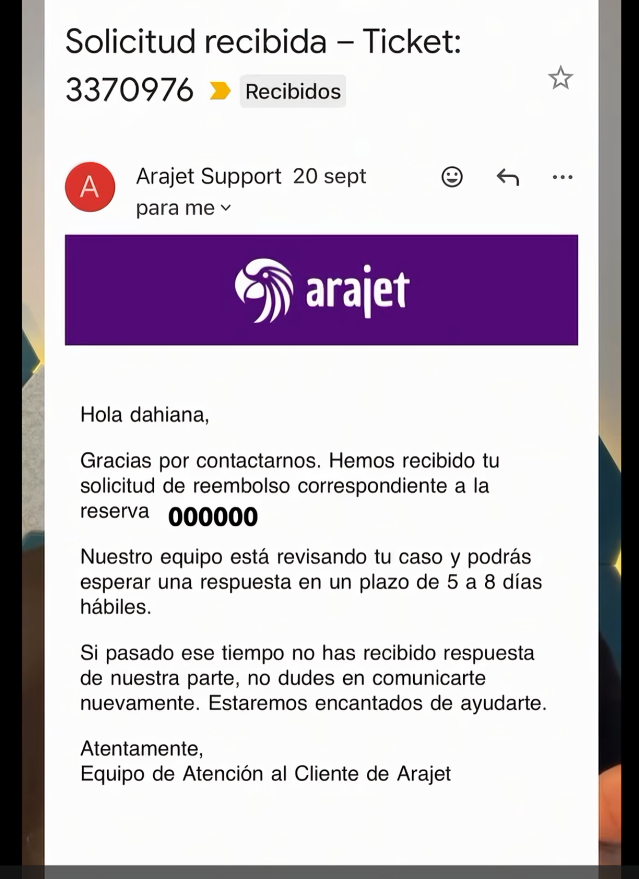Joven acusa a Arajet de no devolverle más de US$700 tras 40 días 3 Joven acusa a Arajet de no devolverle más de US$700 tras 40 días