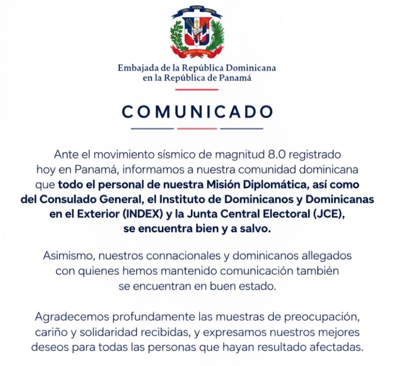 Abinader expresa apoyo a Panamá tras terremoto y ofrece asistencia 4 Abinader expresa apoyo a Panamá tras terremoto y ofrece asistencia