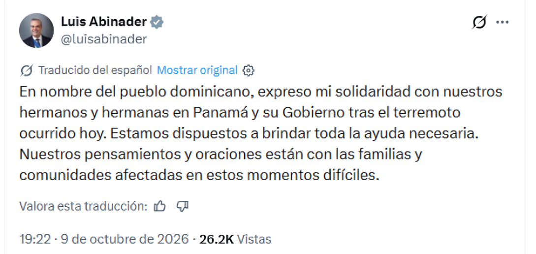 Abinader expresa apoyo a Panamá tras terremoto y ofrece asistencia 2 Abinader expresa apoyo a Panamá tras terremoto y ofrece asistencia